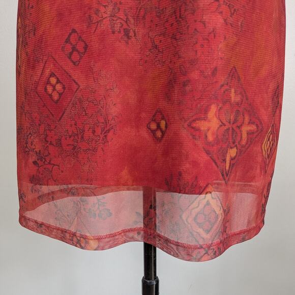 Y2K Express Mini Dress 9 10 Red Vintage 90s Grunge Whimsigoth Dark Fairy Mesh - Picture 3 of 12